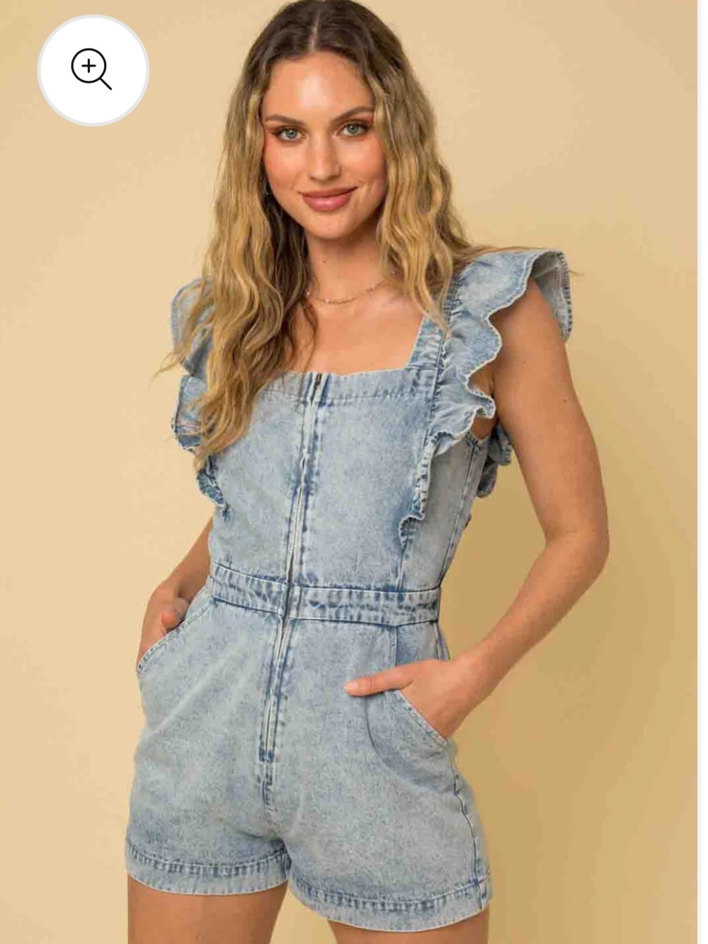 Gilli Light Blue Denim Ruffle Romper
